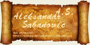 Aleksandar Šabanović vizit kartica